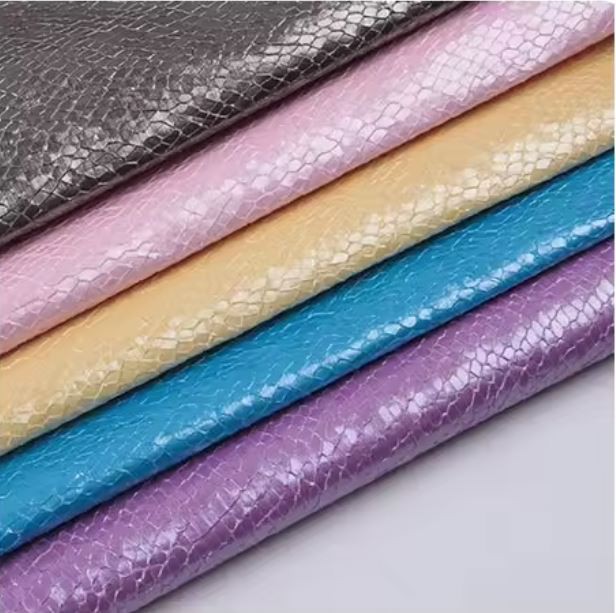 0.8 mm Mermaid Embossed 3D Snake Texture Leather PVC Faux Leather Fabric For Coat Clothing Bags Wallet