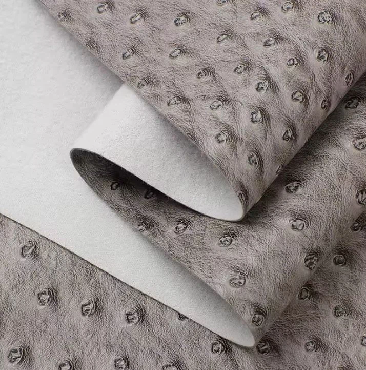 Embossed Ostrich Grain Pattern Material Vegan PVC LEATHER For Shoes Sofa