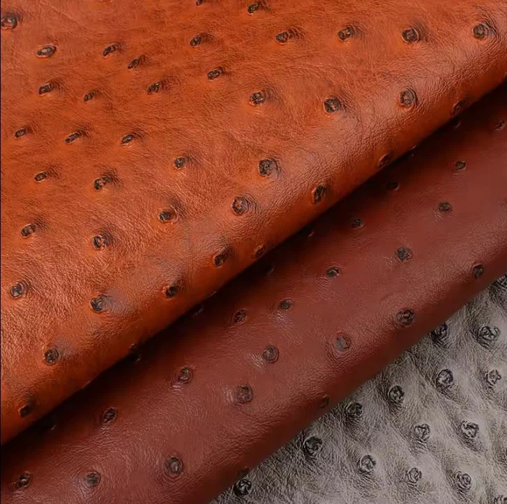 Embossed Ostrich Grain Pattern Material Vegan PVC LEATHER For Shoes Sofa
