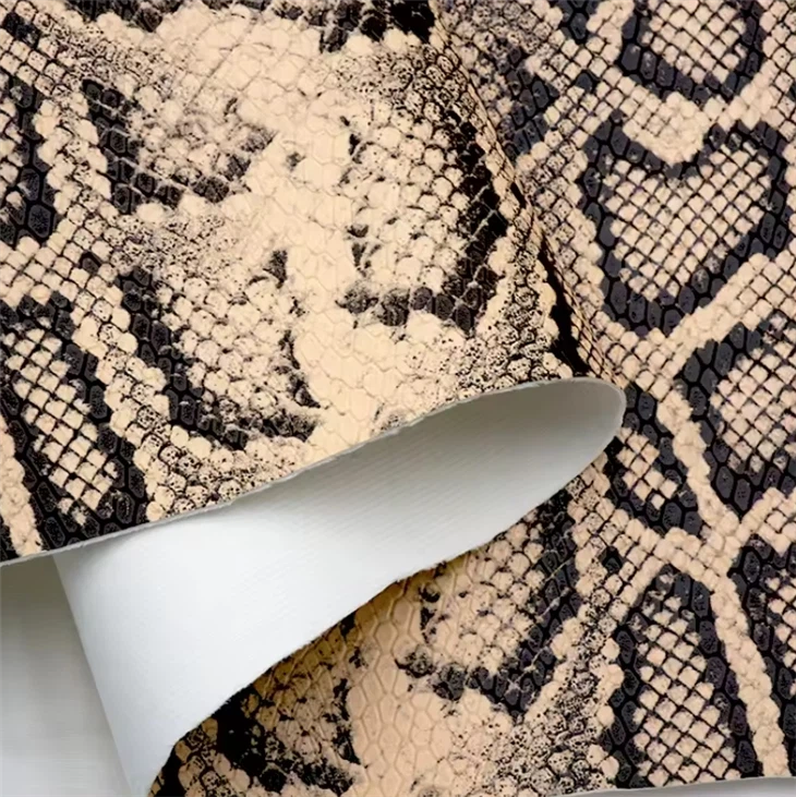 Faux Embossed Snake Skin Print Leather For Handbag