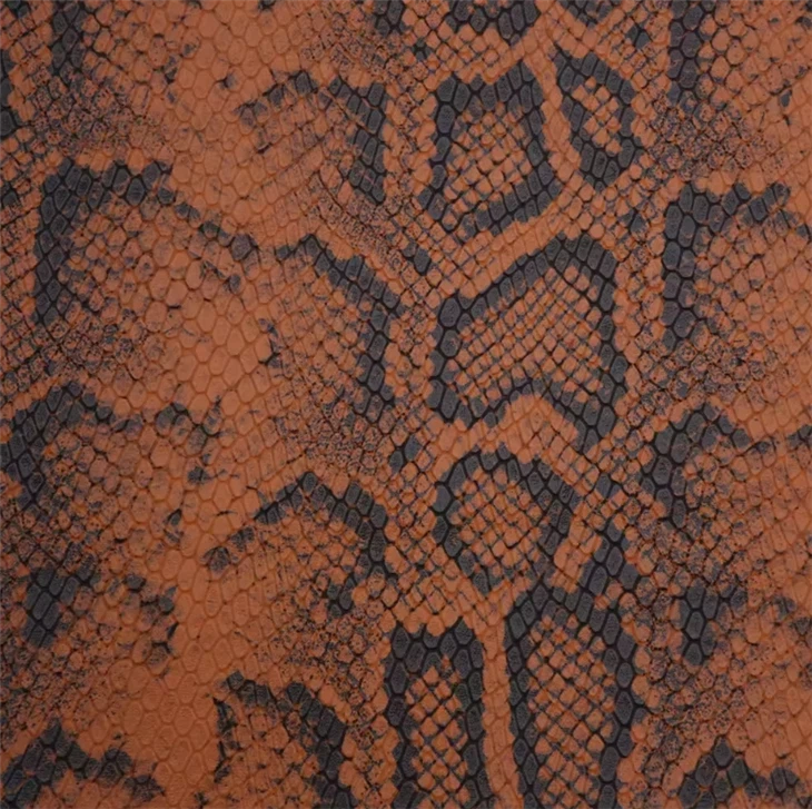 Faux Embossed Snake Skin Print Leather For Handbag