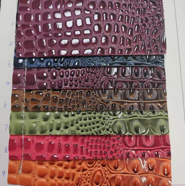Natural Crocodile Skin Texture Glossy Crocodile PVC Vinyl Leather