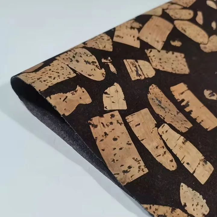 New Design Coffee Grounds Pattern Marketable Bark Grain Natural Cork Colored Cork Leather Fabric For Shoes Bags Yoga Mat