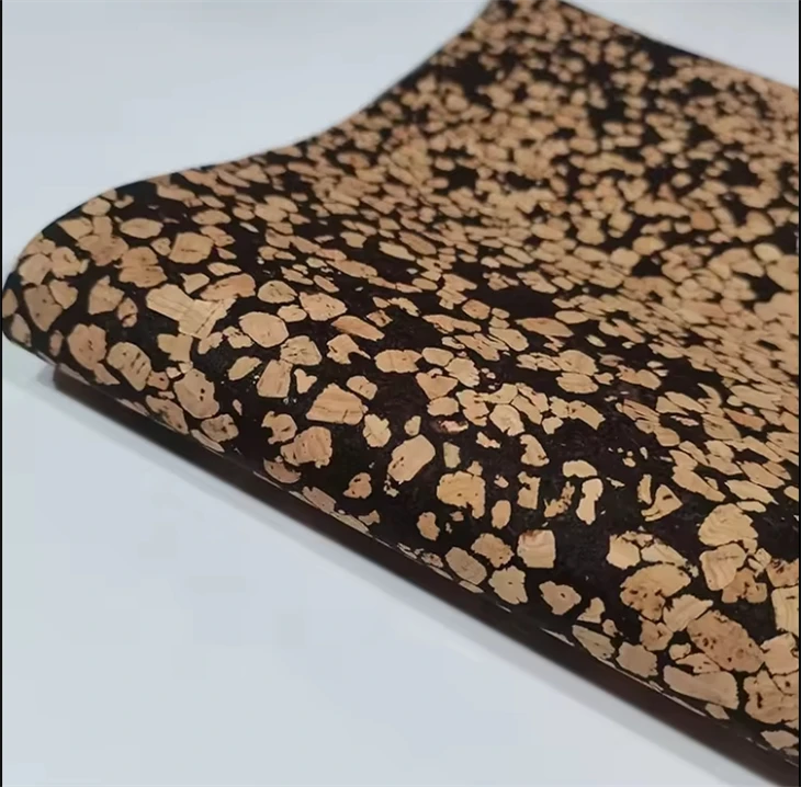 New Design Coffee Grounds Pattern Marketable Bark Grain Natural Cork Colored Cork Leather Fabric For Shoes Bags Yoga Mat