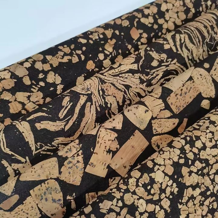 New Design Coffee Grounds Pattern Marketable Bark Grain Natural Cork Colored Cork Leather Fabric For Shoes Bags Yoga Mat