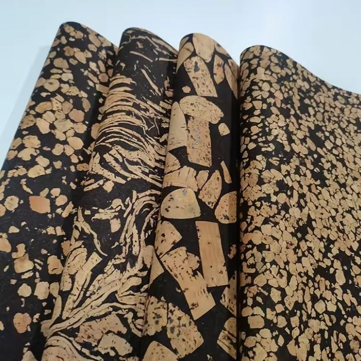 New Design Coffee Grounds Pattern Marketable Bark Grain Natural Cork Colored Cork Leather Fabric For Shoes Bags Yoga Mat