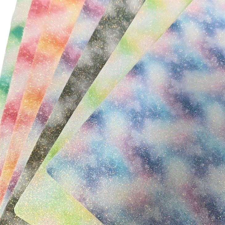 Premium Shiny Glitter Gradient Cloud Patterned PU Leather, Customizable For Footwear, Bags, And Crafts. price