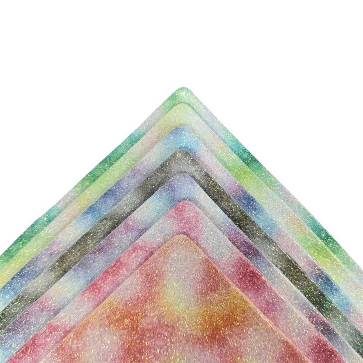 Premium Shiny Glitter Gradient Cloud Patterned PU Leather, Customizable For Footwear, Bags, And Crafts. factory