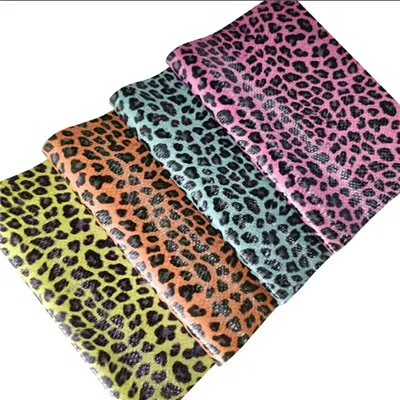 Leopard Printed Artificial Leather Fabric Cotton Backing