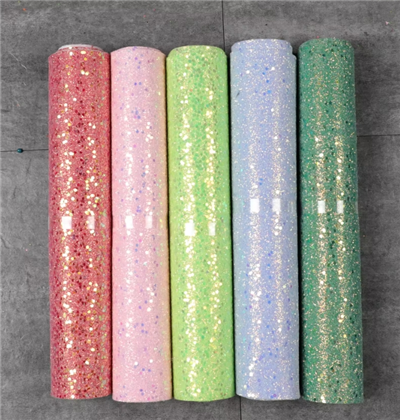 Sparkly Shiny Synthetic Vinyl PU Glitter Chunky Faux Leather