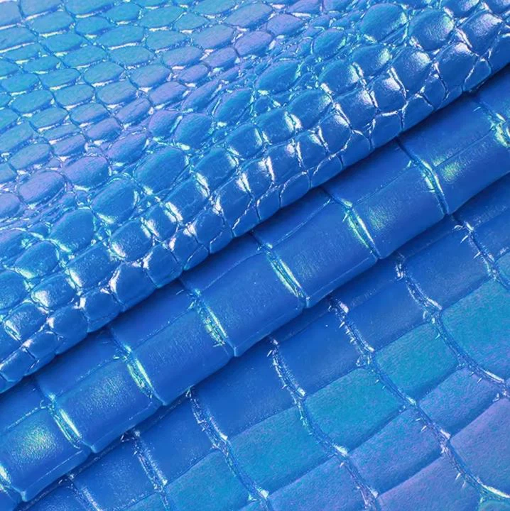 Wholesale Embossing Crocodile PVC Synthetic Leather Fabric Metal Plain Faux Rolls Material For Bags Shoes